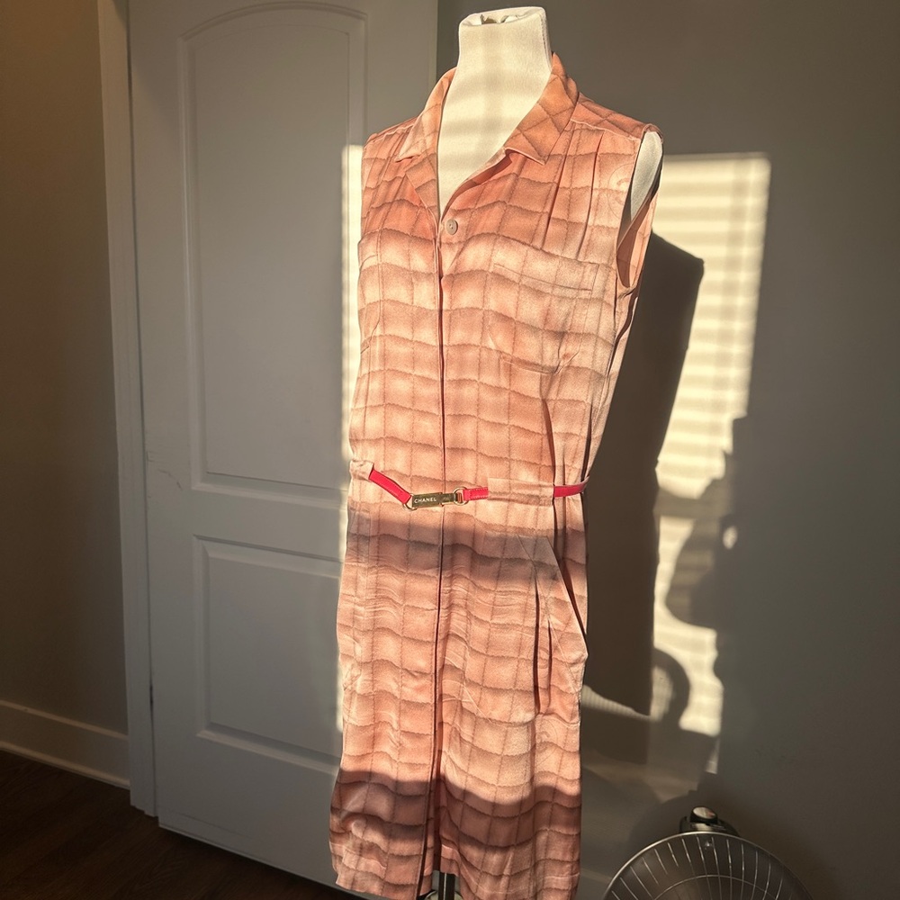 Vintage Chanel Pink Plaid Shirtdress sz 40 - Picture 9 of 14